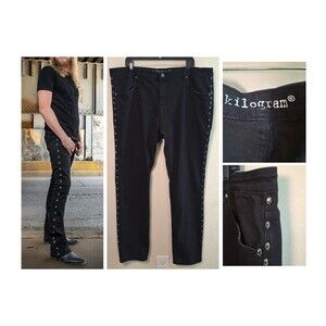 Kilogram Gothic Skull Studded Jeans Men’s Size 40x33 Black Y2K Punk